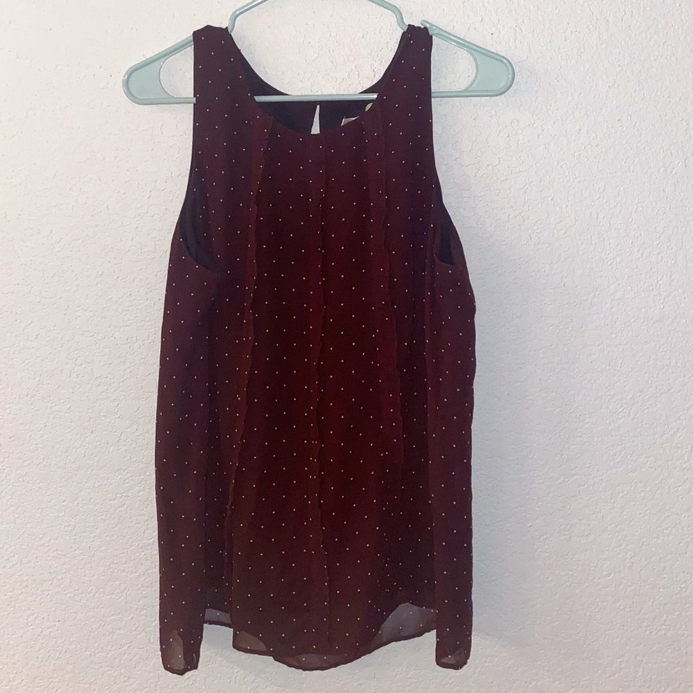 Polka Dot and Ruffle LOFT Tank